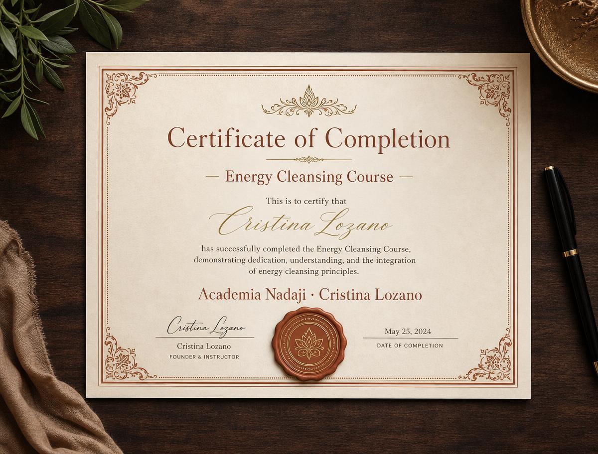Certificate of Completion — Energy Cleansing Course